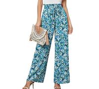 Heymoments Women's Wide Leg Dress Pants with Pockets Monet Garden Medium Lightweight High Waisted Tie Knot Paperbag Dressy Palazzo Loose Paper Bag Comfy Business Casual Work Flowy Trousers