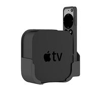 HeyMoonTong Apple TV Mount Compatible with All Apple TVs - Wall Mount Bracket with Remote Holder Fits for All Apple TV 4K / HD (2022 & 2021), with Siri Remote Silicone Protective Case/Cover (Black)
