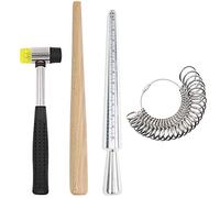 HEYMOUS Ring Mandrel Metal Ring Sizer Set with Jewelry Rubber Mallet Hammer Rings Size Measuring Tools Finger Gauge Wood Ring Shaper Tool Jeweler's Repair Kit