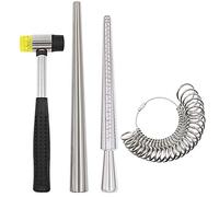 HEYMOUS Ring Mandrel Ring Sizer Measuring Tool Steel Ring Sizing Gauge Sizers Set Rubber Jeweler's Mallet Hammer Metal Finger Size Stick Wire Wrap Rings Tools Jewelry Making Kit