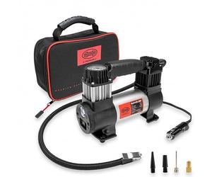 HEYNER Germany 12V Air Compressor with SMD Lamp 40L/min Inflator Electric Pump 10 Bar Precision Pressure Gauge H237100 Includes Bag and 4 Adapters for Truck Van 4x4 Cars Bicycles Inflatable Boats