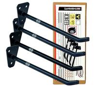 HEYNER Heavy-Duty Wall Mount Rack, Set of 4 Holders - Multipurpose Storage Hooks for Car Wheels, Bicycles, Garden Tools, Ladders, Sports Equipment - Strong Steel Holds Up to 40kg Per Hook H349010