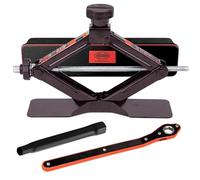 HEYNER Premium Multifit Scissor Jack Cars, SUVs, Vans - Complete Lifting Kit with Accessories Speed Ratchet Extension Bar Interchangable Rubber Pad Carry Bag (2 Tons 347230)