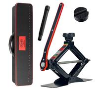 HEYNER Premium Scissor Lift Jack Multifit Lifting Stand Speed Ratchet Extension Bar Interchangable Rubber Pad Carry Bag Kit (1.5 Ton 347180)