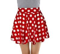 Heynino Womens Elastic Waist Ruffle Skirt Short Summer Pleated Skirts Polka Dot Print XS