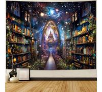 Heynvioo Mysterious Bookshelf Tapestry Galaxy Space Library Tapestry Fantasy Landscape Vintage Aesthetic Tapestries Book Decoration Wall Hanging Decor for Bedroom Home