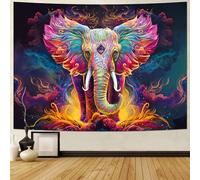 Heynvioo Psychedelic Elephant Tapestry Trippy Watercolor Elephant Wall Tapestry Aesthetic Colorful Cloud Tapestries Spiritual Meditation Tapestries Wall Hanging Decor for Home