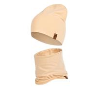 HEYO Children's Beanie Hat Tube Scarf Cotton Round Scarf Soft Girls Boys Autumn Spring Set Autumn Set, beige, 3-12 Jahren