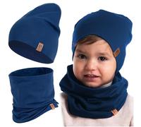 HEYO Children's Beanie Hat Tube Scarf Cotton Round Scarf Soft Girls Boys Autumn Spring Set Autumn Set, darkblue, One Size