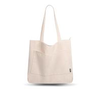 HEYO Handbag Large Cord Shopper Bag Tote Bag Fabric Bag with Zip Stylish Shoulder Bag, beige, Groß XL