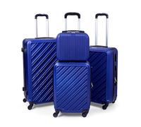 HEYO Hard Shell Travel Suitcase with Wheels Suitcase & Trolleys with Combination Lock Telescopic Handle, darkblue, 4er Set: M, L, XL, Kosmetikkoffer, Hard shell trolley with 4 wheels combination lock