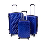 HEYO Hard Shell Travel Suitcase with Wheels Suitcase & Trolleys with Combination Lock Telescopic Handle, darkblue, 3er Set: M, L, XL, Hard shell trolley with 4 wheels combination lock and telescopic