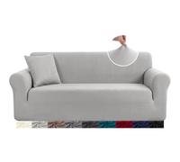 HEYOMART High Stretch Sofa Cover Light Grey 1 Seater Elastic Slipcover