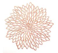 HEYOMART PVC Placemats Sets of 4 Round Leaf Place Mats Washable Heat Resistant Vinyl Table Mats for Morden Kitchen Dining Table Wedding Accent Centerpiece Placemat, Rose Gold