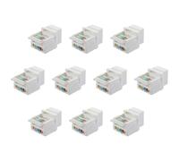 heyous 10PCS Cat5e Tool Free White RJ45 Ladder Jack Adapters Super Category 5 Network Module Connector for Internet Ethernet Cable Snap on Bracket with Color Coded Wiring Pattern