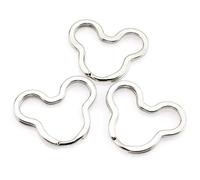 Heyous 10pcs Creative Flat Key Ring Silver DIY Metal Key Holder Keyring Keychain Hoop Loop Mickey Mouse Shape