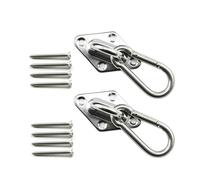 Heyous 2 Set M8 Suspension Ceiling Wall Mount U Hook Anchor Hanger Stainless Steel Heavy Duty Multi Purpose Hammock Swing Ceiling Hook Rhombic Base Plate with Snap Hook