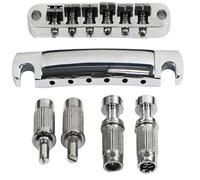 heyous Metal Guitar Stand and Tailstock Set Silver 6 String LP Electric Guitar Bridge Electric Guitar Part Guitar Stop Bar Tailpiece Fixed Hardtail Bridge