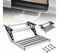 HEYOUTH Motorhome Manual Step - Retractable Aluminium Step with Non-Slip Surface, 200kg Load Capacity, 12V LED Lighting & Spring Reinforcement (Easy Screw Mounting)