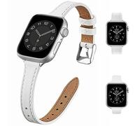 HEYOZURY 2-Pack Compatible with Apple Watch Strap Women Slim Leather Straps 38 mm 40 mm 41 mm 42 mm 44 mm 45 mm 49 mm, Top Grain Leather Watch Thin Strap for iWatch Ultra SE Series 8/7/6/5/4/3/2/1,