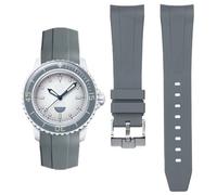 HEYOZURY Blancpain X Swatch Fifty Fathoms 22 mm Watch Strap Soft Rubber Curved Fine Replacement Bracelet for Blancpain x Swatch Men Women with Remove Tool, 22mm, Silicone