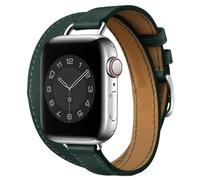 HEYOZURY Compatible con Apple Watch 8 Straps Leather Double Tour Designed Slim 44mm 41mm 45mm 40mm 49mm Leather Genuine Replacement Straps Original for iWatch Series 8/7/6/5/4/3/2/1/SE