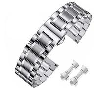 HEYOZURY Watch Straps for Watch with Straight and Curved End 16 mm, 18 mm, 19 mm, 20 mm, 22 mm, 24 mm Metal Replacement Strap Bracelets for Men/Women, 21mm, silver