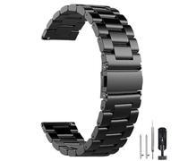 HEYOZURY Stainless Steel Watch Strap Metal Quick Release 16 mm 18 mm 20 mm 22 mm 24 mm Brushed Solid Stainless Steel Replacement Strap for Women's Watch and Smartwatches Metal Strap, Black, Silver