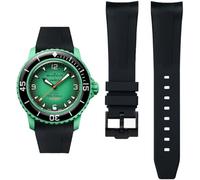 HEYOZURY Watch Strap for Blancpain X Swatch Fifty Fathoms 22 mm Soft Rubber Curved End Men Replacement Strap for Blancpain x Swatch Men Women with Tool Removal, 22mm, Silicone, No