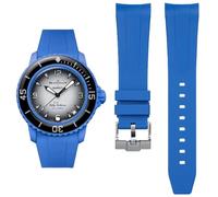 HEYOZURY Watch Strap for Blancpain X Swatch Fifty Fathoms 22 mm Soft Rubber Curved End Men Replacement Strap for Blancpain x Swatch Men Women with Tool Removal, 22mm