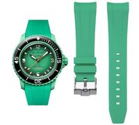 HEYOZURY Watch Strap for Blancpain X Swatch Fifty Fathoms 22 mm Soft Rubber Curved End Men Replacement Strap for Blancpain x Swatch Men Women with Tool Removal, 22mm