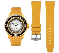 HEYOZURY Watch Strap for Blancpain X Swatch Fifty Fathoms 22 mm Soft Rubber Curved End Men Replacement Strap for Blancpain x Swatch Men Women with Tool Removal, 22mm