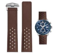 HEYOZURY Watch Straps for Tag Heuer 22mm,Genuine Leather Butterfly Buckle Perforated Racing Bracelet Soft Leather Replacement Strap Original Bracelet Aquaracer Series Tag HeuerMonaco Series