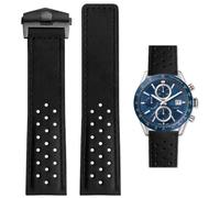 HEYOZURY Watch Straps for Tag Heuer 22mm,Genuine Leather Butterfly Buckle Perforated Racing Bracelet Soft Leather Replacement Strap Original Bracelet Aquaracer Series Tag HeuerMonaco Series