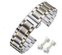 HEYOZURY Watch Straps for Watch with Straight and Curved End 16 mm, 18 mm, 19 mm, 20 mm, 22 mm, 24 mm Metal Replacement Strap Bracelets for Men/Women, 14mm, Silver Gold