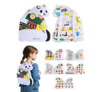 Heypappy Busy Board, 12 in 1 Busy Book Learning Sensory Toys for Toddlers with Fine Motor Skills, Busy Book Toys with Backpack Strap, Panda Shape