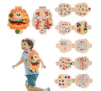 Heypappy Busy Board, 12 in 1 Busy Book Learning Sensory Toys for Toddlers with Fine Motor Skills, Busy Book Toys with Backpack Strap, Bear Shape