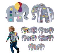 Heypappy Busy Board, 12 in 1 Educational Busy Book Learning Sensory Toys for Toddlers with Fine Motor Skills, Busy Book Toys with Backpack Strap, Elephant Shape