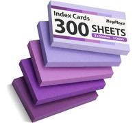 HEYPLACE 300 Count Index Cards 3 x 5 Inch, Purple Flash Cards for Studying, Cute Notecards for Home, Office, Recipe, School, College Supplies, To Do List, 5 Purple Colors