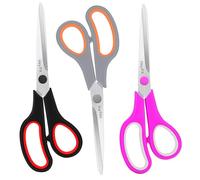HeyPX 3 Pack, 8'' Multipurpose Scissors with Ultra Stainless Steel SharpBlades, Comfort-Grip Handles, Sturdy for School, Home Flower, Scissors Office DIY Cutting Art Craft Sewing Tailor Heavy Duty.