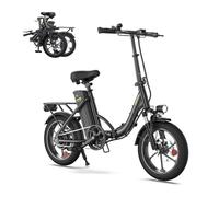 HeyScooter 16 Inch Foldable Electric Bikes for Adults, 36V 10.4Ah Ebike with Removable Battery, Max Range 60KM, Alloy Steel Frame, 3 Speed Levels, Front Shock Absorber, E-bike for Daily Commuting
