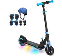 HeyScooter Kids Electric Scooter with 15km Range,6.5" Solid Tires,150W Motor, Foldable Aluminium Frame, Max 16km/h, Adjustable Height 75-100cm, LED Side Lights, Dual Brake System (Blue kits)