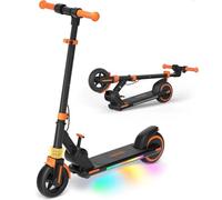 HeyScooter Kids Electric Scooter with 15km Range,6.5" Solid Tires,150W Motor, Foldable Aluminium Frame, Max 16km/h, Adjustable Height 75-100cm, LED Side Lights, Dual Brake System (Orange kits)