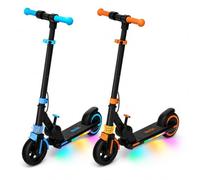 HeyScooter Kids Electric Scooter with 15km Range,6.5" Solid Tires,150W Motor, Foldable Aluminium Frame, Max 16km/h, Adjustable Height 75-100cm, LED Side Lights, Dual Brake System (Blue Orange)