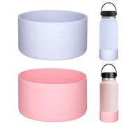 HEYSKAY 2pcs Protective Flask Silicone Boot Base 32-40oz for Hydro Flask Water Bottle Accessories,and Compatible With Yeti, Iron Flask More Brands Stainless Steel Bottles(Fog/Pink)