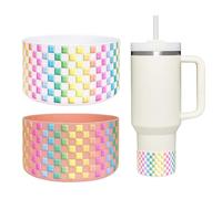 HEYSKAY 2pcs Protective Flask Silicone Boot Base for Stanley Quencher Adventure 30oz 40oz & Stanley IceFlow 20oz 30oz Tumbler, and Compatible with 12-24oz Hydro Sport Water Bottles,Yeti and More