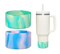 HEYSKAY 2pcs Protective Flask Silicone Boot Base for Stanley Quencher Adventure 40oz & Stanley IceFlow 20oz 30oz Tumbler, and Compatible with 12-24oz Hydro Sport Water Bottles,Yeti and More