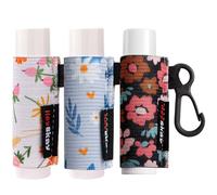 HEYSKAY 3PCS Chapstick Holder Key Chain Lip Balm Holder Keychain Chapstick Holder Lipgloss Lip Balm Elastic Sleeves (Floral Set D)