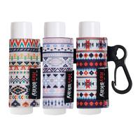 HEYSKAY 3PCS Lip Balm Holder Sleeves Chapstick Holder Keychain Lip Gloss Holder Keychain Elastic Sleeves (Boho Pattern)