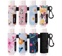 HEYSKAY 8PCS Lip Balm Holder Sleeves Keychain Compact Clip On Lipstick Holder Chapstick Holder Lip Gloss Holder Keychain Chapstick Elastic Sleeves